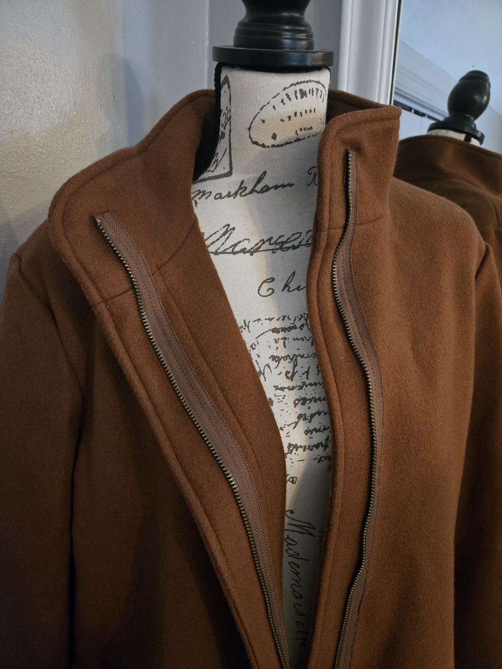 a new day Women's Chestnut Brown Zip-Front Pea Coat